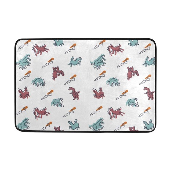POPCreation Repeat-Horsey-Pattern Non-Slip Floor Mat Doormats for Living Room Bedroom 23.6x15.7 inches