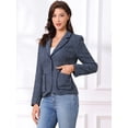 thumbnail image 4 of DARING DIVA Women's Notch Lapel Long Sleeve Elegant Business Casual Jacket M Dark Blue, 4 of 6