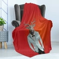 thumbnail image 4 of Deer Soft Flannel Fleece Throw Blanket, Moose Animal as a Person Wearing a Suit and Glasses Polygonal, Cozy Plush for Indoor and Outdoor Use, 50" x 70", Vermilion and Multicolor, by Ambesonne, 4 of 5