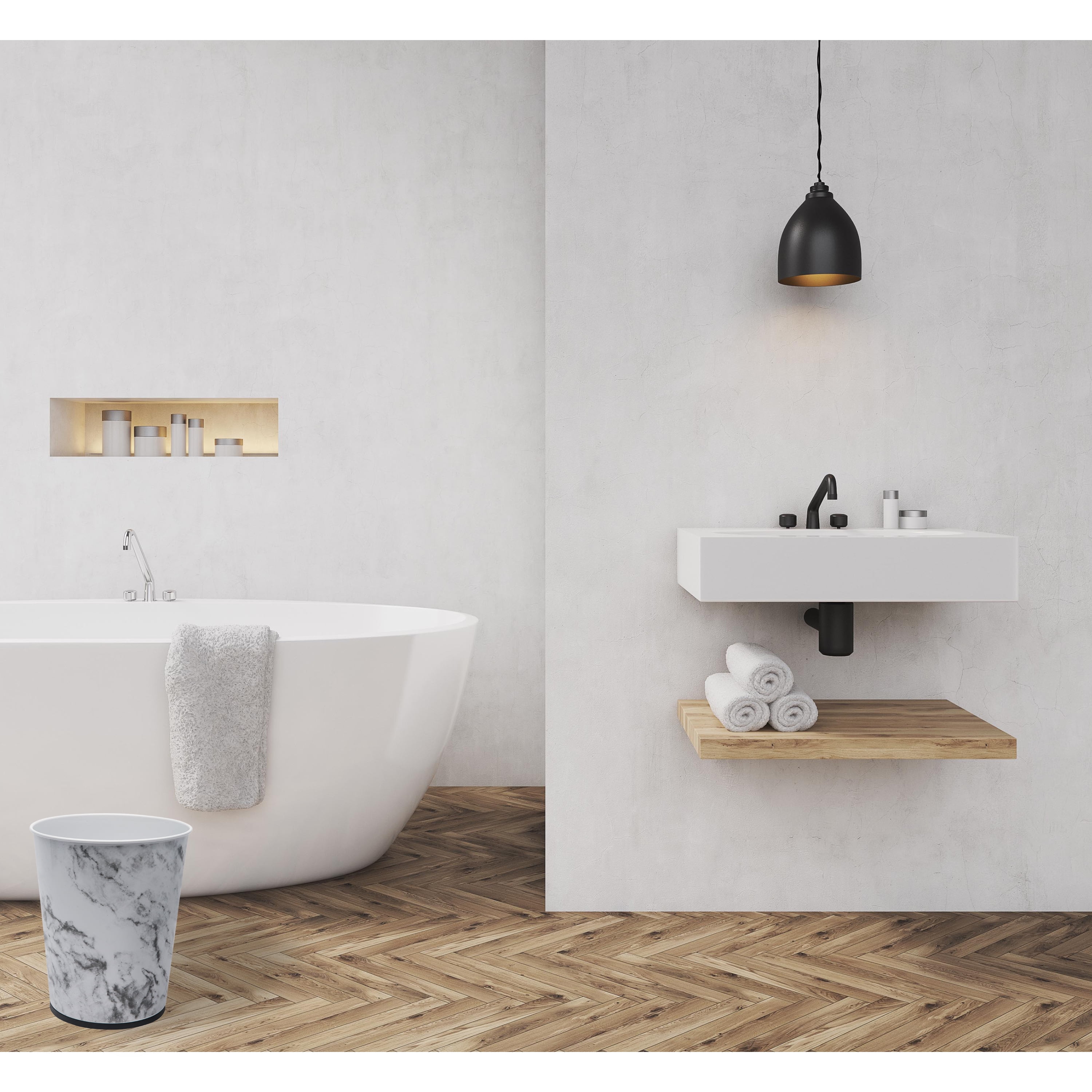 Bath Bliss 2 Pack Bathroom Trash Can in Marble