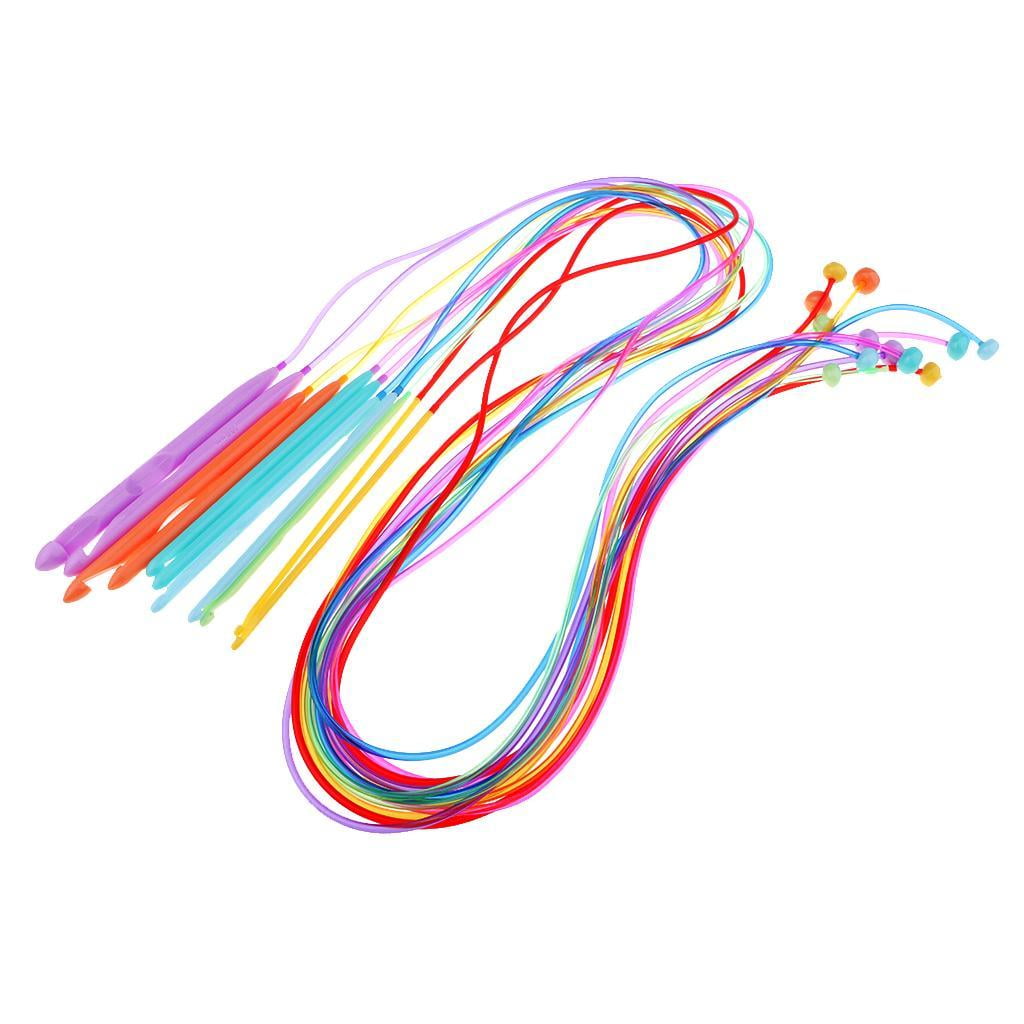 12 Pieces Plastic Flexible Afghan Tunisian Crochet Hooks Weave Needles 3.5-12mm