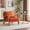 Orange, variant on LiteHaven Solid Wood Wide Armrests Accent Chair,Upholstered Mid Century Modern Chair with Pillow,Comfy Reading Chair Farmhouse Arm Chair,Chairs Living Room,Bedroom,Guest Room,Linen Fabric,Orange