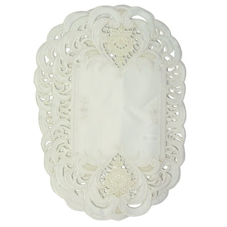 Embroidered Cream Lace Flower Placemats Set Of 2 11x17 Oval Shaped Embroidered Cream Lace Flower Placemats Set Of 2 11x17 Oval Shaped Machine Washable 100 Polyester By Banberry Designs