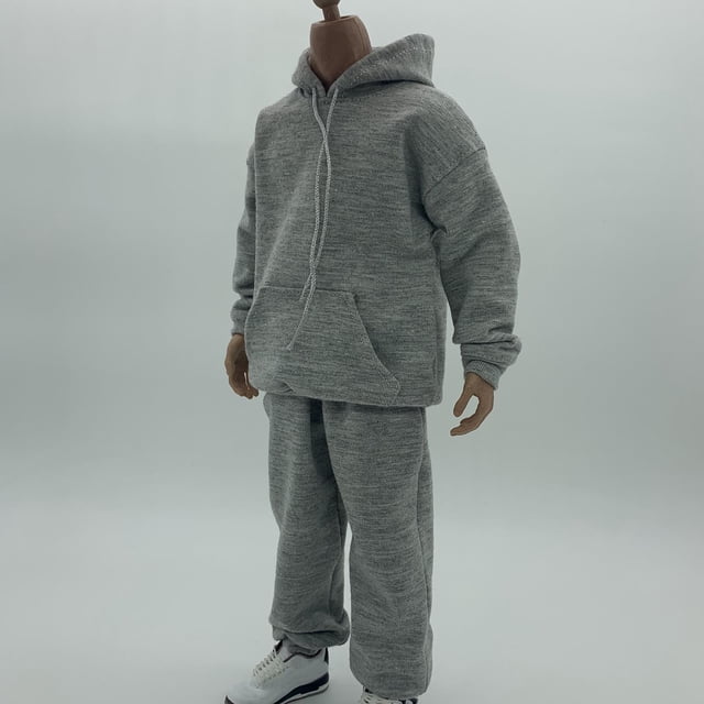 2pcs / set 1: 6 Mans Casual con capucha de manga larga Pantalones de para DML BBI PH JO 12 '' de acción Body Accs gris Hugo figura de acción masculina sudadera con capucha