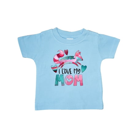 

Inktastic I Love My Mom Pink and Blue Fox with Hearts Gift Baby Boy or Baby Girl T-Shirt