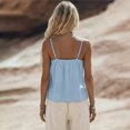 thumbnail image 5 of UDAUDU Women Tank Tops Sleeveless Lace Trim Linen Spaghetti Strap Cami Shirts V Neck Casual Summer Smocked Tops Sky Blue XL, 5 of 7