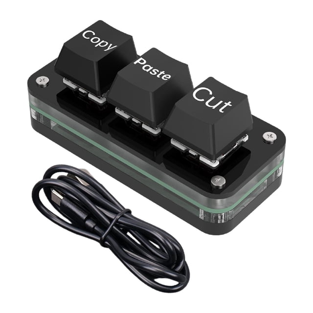 Mini teclado mecánico para juegos de 3 teclas, profesional, con esquinas redondeadas, apariencia suave y cómoda, teclado para juegos portátil Negro ya establecido