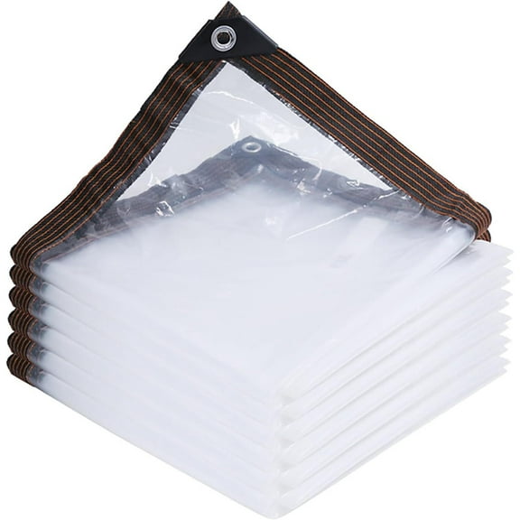 Clear Waterproof Tarps,10x16 ft Heavy Duty Outdoor Garden Rainproof Covering,Clear Tarp with Grommets,Transparent Waterproof Tarpaulin for Covering Henhouse Porch Canopy Plant Camping