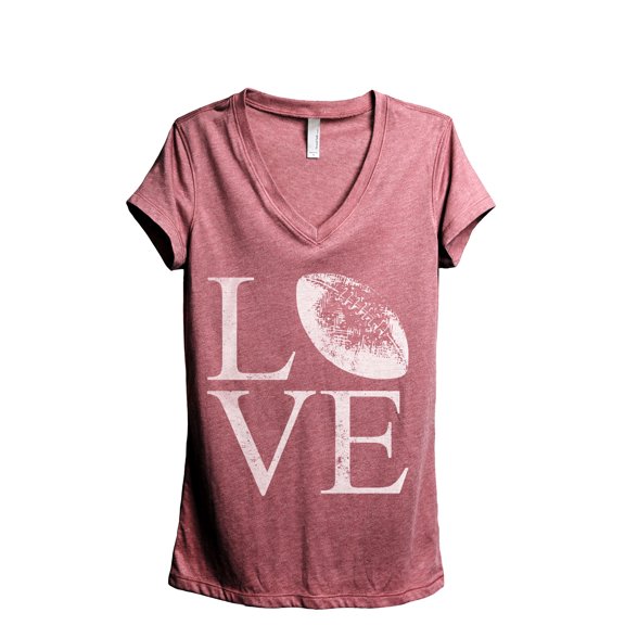 Love Football Women's Fashion Relaxed V-Neck T-Shirt Tee Heather Rouge Medium