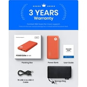 INIU 10000mAh Power Bank,Slimmest 15W Portable Charger, USB C in&Out High-Speed Charging Battery Pack, Compatible with iPhone & Samsung, Orange