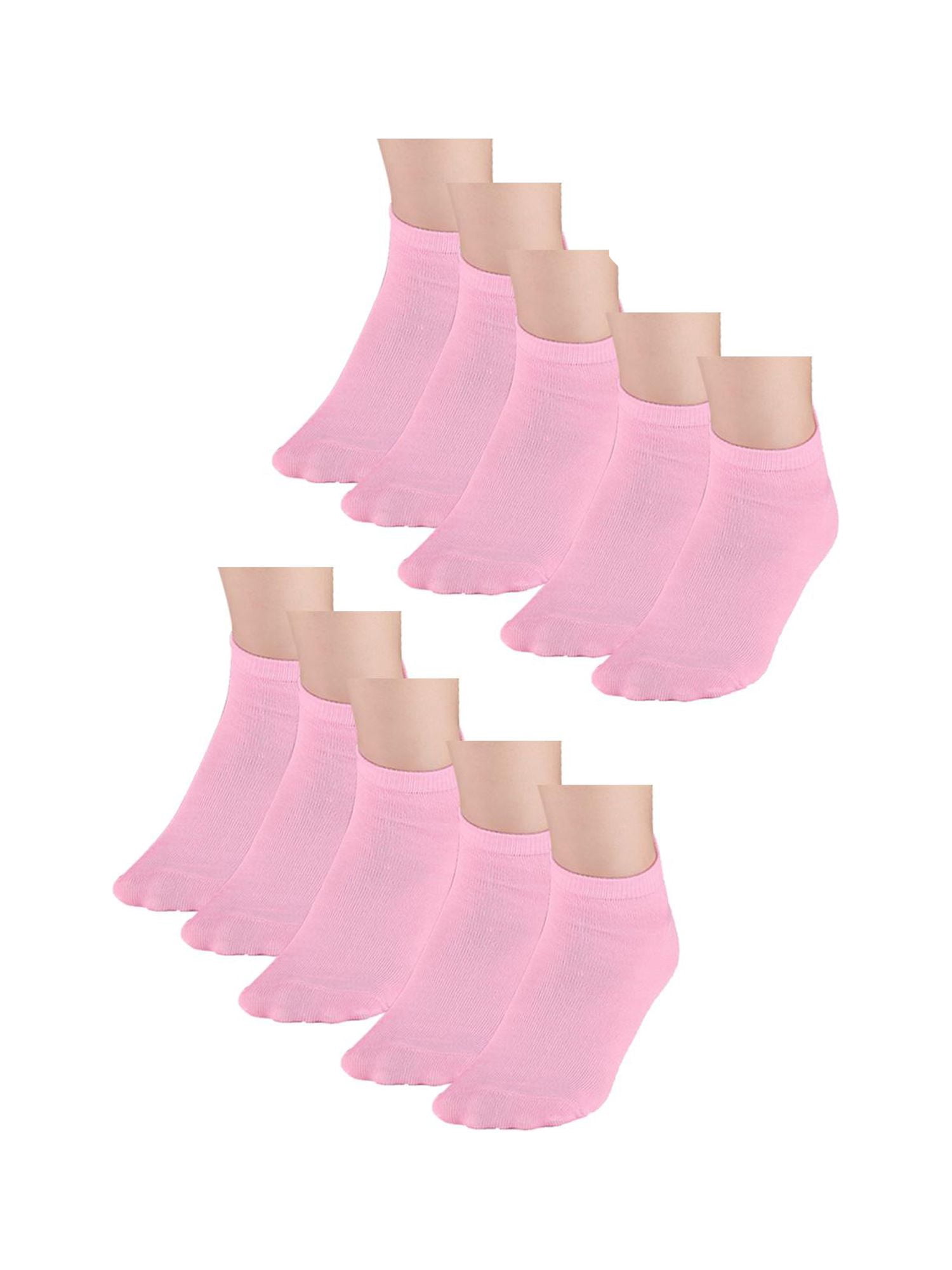 INSPIRE CHIC Women's 10 Pairs Stretch Breathable Cuffs Low Cut Ankle Socks Medium Pink