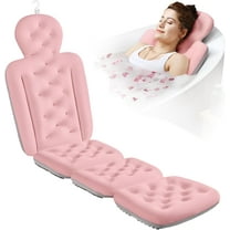 Full Body Bath Pillow for Bathtub, Thick Bathtub Cushion with Laundry Bag, Luxury Tub Pillow for Bath for Headrest Neck and Back Support Pink 60" x 16"