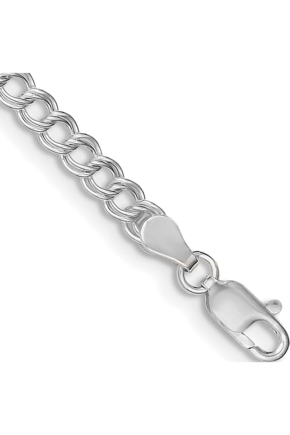 Sterling Silver 4.25mm Double Link Charm Bracelet (7 X 4.25) Made In Italy qch060-7