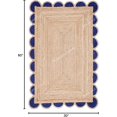 thumbnail image 3 of Scalloped Jute Rug (Navy Blue, 2.5x5 ft), 3 of 8