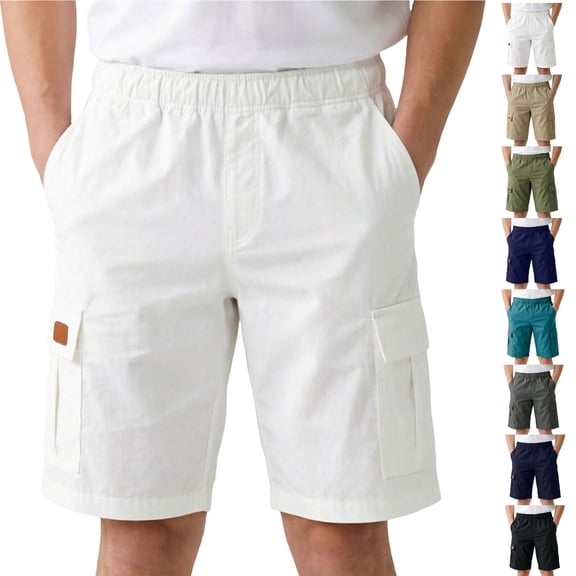 Boys Uniform Shorts Classic Elastic Waistband Cargo Shorts Chino Twill Pull-On Shorts with Pockets for Boy 5-16Y