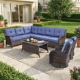 thumbnail image 2 of Bellefurn Outdoor Wicker Patio Furniture Set with Swivel Rocking Chairs,Outdoor Wicker Sectional Sofa Set L-Shaped Sectional Sofa with Coffee Table,Rattan Conversation Set for Backyard Porch Garden, 2 of 11