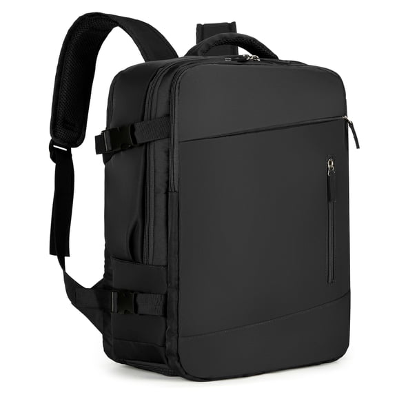 Expandable 45L Travel Backpack Carry On Flight Approved Hiking Camping Daypack with Shoe Compartment USB Port 17 Inches / 43.1 cm Black