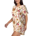 thumbnail image 2 of Haiem Key Lock And Flowers Pattern Pajama Set for Women 2 Piece Lounge Set Short Sleeve Tops and Shorts Soft Sleepwear-4X-Large, 2 of 7
