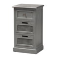 thumbnail image 2 of Baxton Studio Sheldon Modern and Contemporary Vintage Grey Finished Wood and Synthetic Rattan 3-Drawer Nightstand, 2 of 9