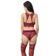 thumbnail image 4 of Women Push Up Embroidery Bras Set Lace Lingerie Bra Panties Garter Stocking 7PCS, 4 of 5