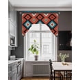 thumbnail image 3 of Aztec Southwest Swag Valances for Windows, Small Curtains Drapes, Red Black Geometric Classic Art Kitchen Window Curtains Over Sink Rod Pocket Window Treatment Valance for Bedroom/Bathroom 56"x36", 3 of 5