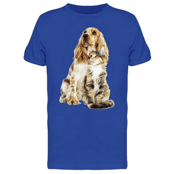 Dog And Cat Posing T-Shirt Men -Image by Shutterstock, Male Medium