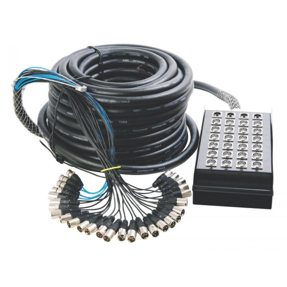 OnStage 24 x 4 XLR Stage Snake, Black, 100 Foot (SNK244100V2)