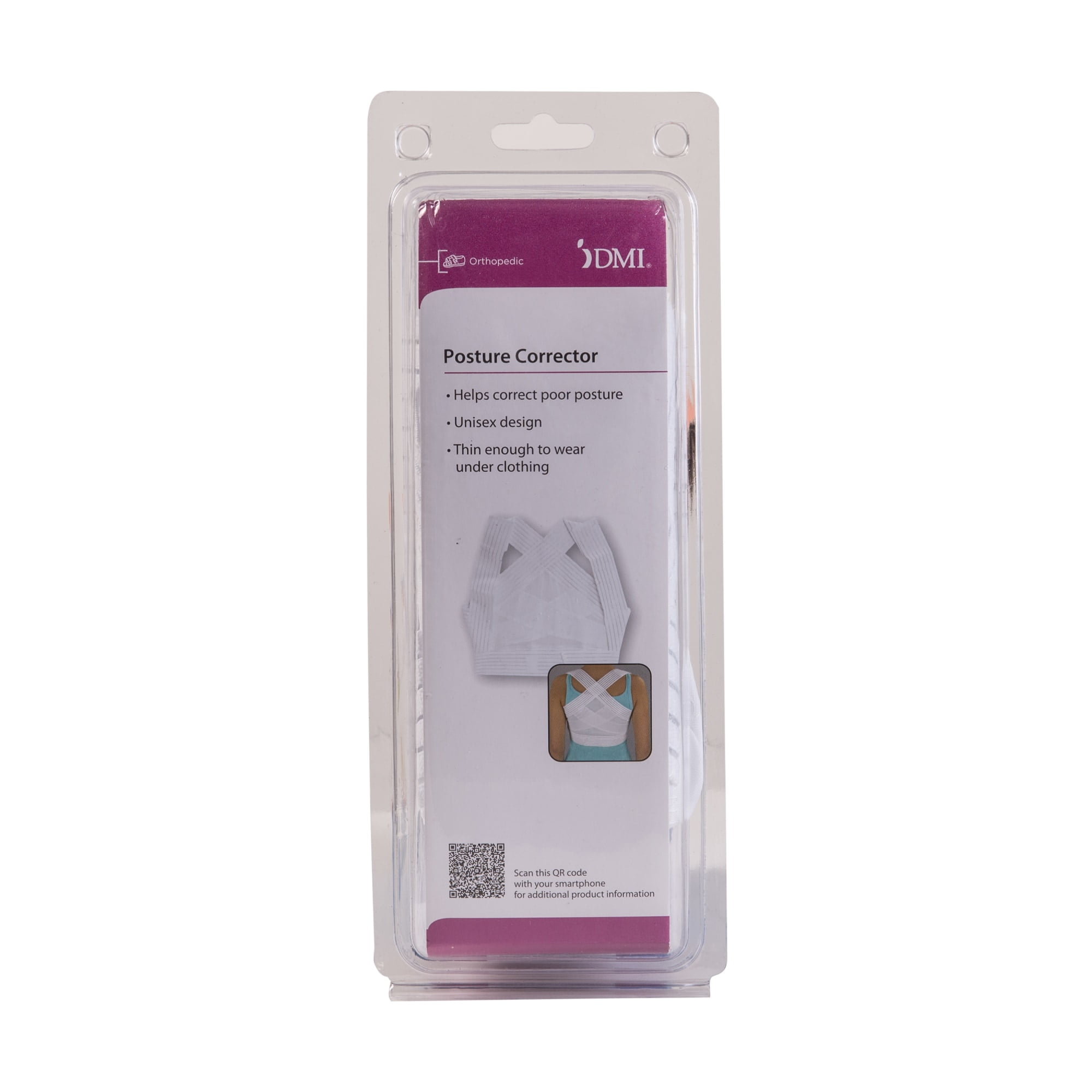 Posture Corrector for Men and Women under Clothes, Back Straightener and Posture Support, Upper Back and Shoulder Posture Brace, White, Medium-Large