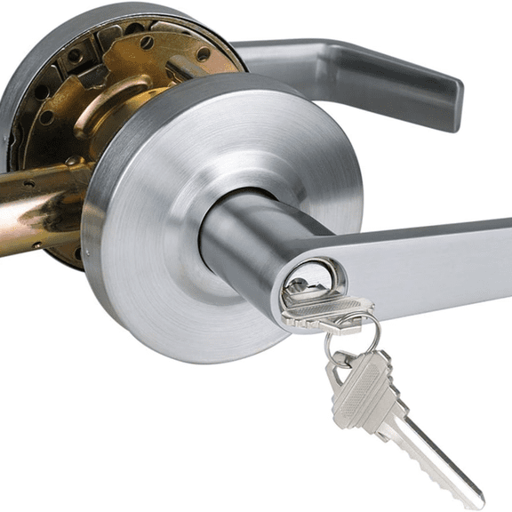 Storeroom Door Handle Heavy Duty Grade 2 Commercial Door Locks, Non-Handed, UL 3 Hour Fire Rated, ADA Compliant, Satin Chrome Finish 26D