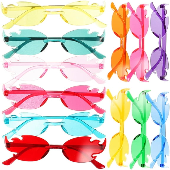 WRITWAA 12 Pairs Frameless Rimless Sunglasses UV for Beach Party Outdoor Sports and Use