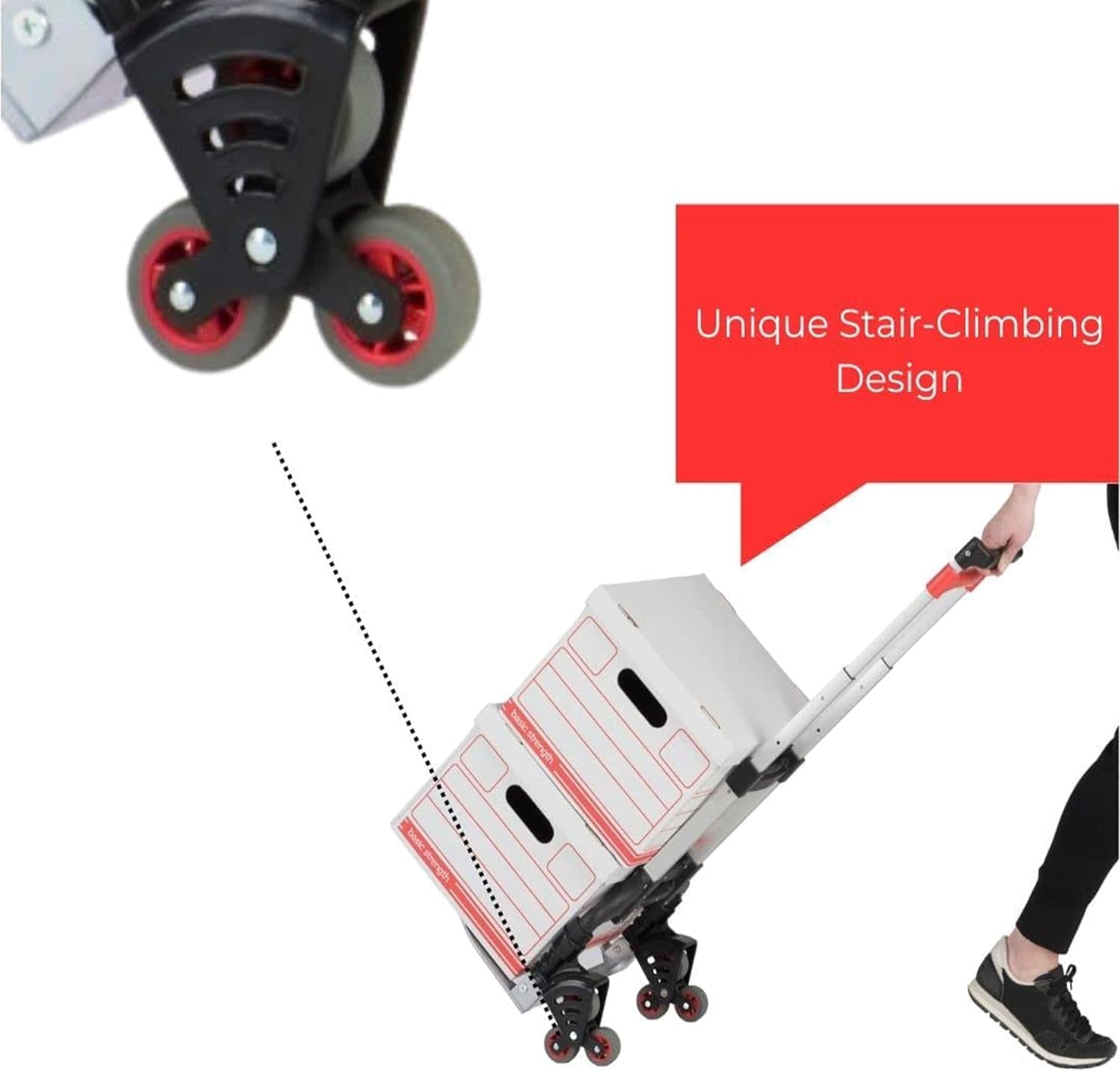 Stair Climbing Hand Truck with 6 Wheels, Folding Aluminum Dolly for Heavy Loads