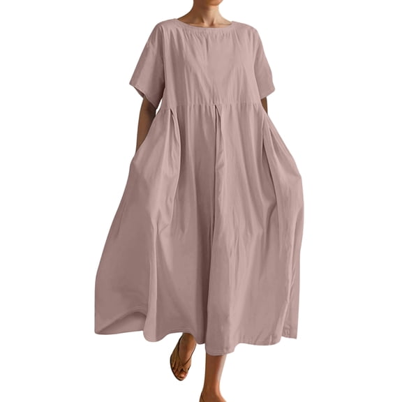 CIENVNSTG Women's Fashion Dress Solided Color Spring Comfortable Holiday Dress Lightweight Eye-Catching Beach Dress