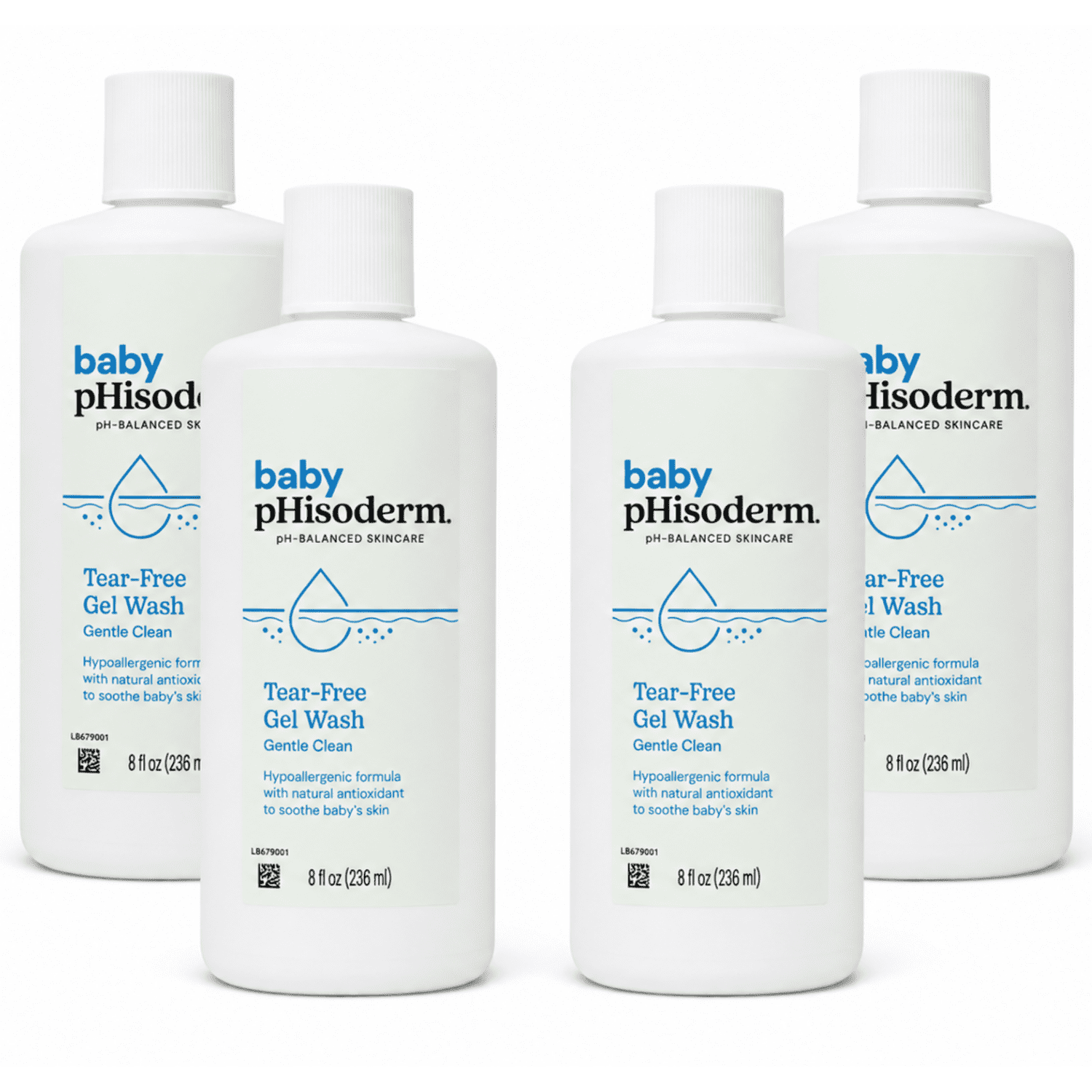 Phisoderm Baby Tear-Free Gel Wash, Gentle Clean, 8 fl oz 4 Pack