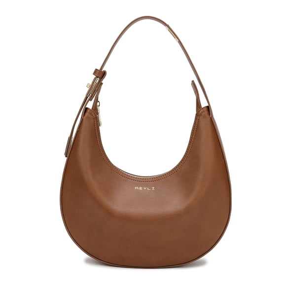 Bolso de hombro Keyli de piel impermeable, tamaño pequeño, color camel