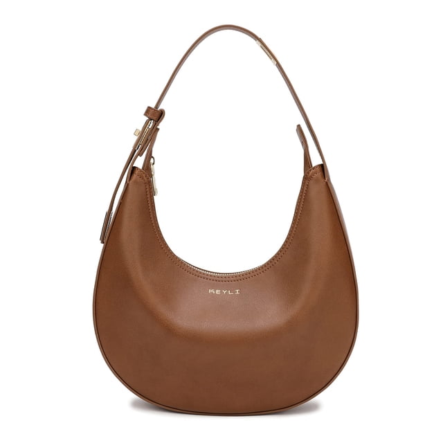 Bolso de hombro Keyli de piel impermeable, tamaño pequeño, color camel
