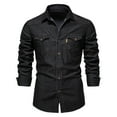 thumbnail image 2 of Camisa de manga larga para hombre con bolsillo y corte clásico lavado - Material duradero, diseño moderno, informal para todas las estaciones, tallas S-XXL, 2 of 6