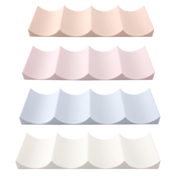Tersarium 4pcs Rack Storage Racks Countertop Wave Shape 4 Bottle Storage Holder Shelf for Home Kitchen Restaurant Wedding Party Supplies (, Beige, Blue, Khaki )