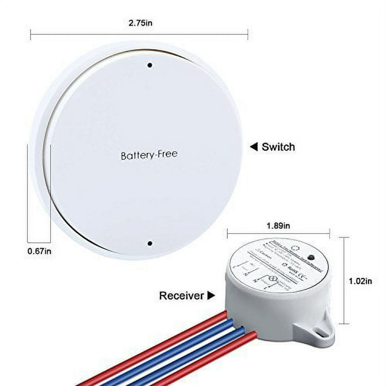 3-Way Wireless and Battery-Free Switch Kit For Lights (Includes 2 Single  Rocker Switches and 1 Receiver)