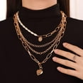 thumbnail image 2 of Multilayered Punk Cuban Golden Link Chain Choker Necklace Heart Paperclip Chain Statement Necklace Party Costume Accessory for Women(Gold), 2 of 7