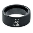 thumbnail image 2 of Tungsten Sad Panda Sitting Watching Band Ring 9mm Men Women Comfort Fit Black Flat Cut Brushed Polished, 2 of 4