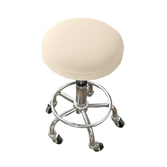 Round Bar Stool Covers Elastic Bar Chair Covers Washable Stool Cushion Slipcover for Home Bar Hotel Use, 12 - 14 Inch Off-White