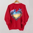 thumbnail image 2 of ibuvkizy Love Heart Graphic Sweatshirt for Women,Women's Round Neck Fall Winter Valentines Day Cute Printed Sweatshirts Long Sleeved Top Red,XS, 2 of 3