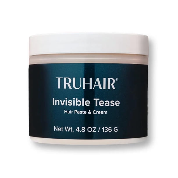 Crema y pasta para peinar Truhair Invisible Tease | Crema para peinar el cabello para hombres y mujeres para dar forma, texturizar y fijar | Crema para el cabello ligera y no grasa - (4.8 OZ - Supersi