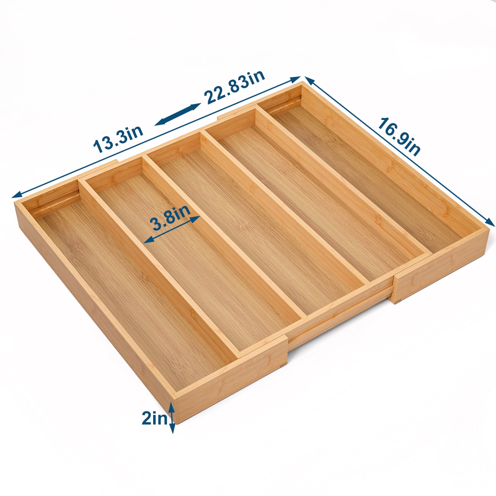 Danfoxer Expandable Kitchen Drawer Organizer,Bamboo Silverware Organizer,Adjustable Flatware Tray for Utensils(16.9*13.3~22.8*1.96)