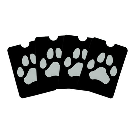 Paw Print Dog Cat White on Black Credit Card RFID Blocker Holder Protector Wallet Purse Sleeves Set of