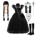 thumbnail image 2 of Addams-vestido de Cosplay para niña y niño, disfraces de película, vestidos góticos negros, ropa de fiesta de Halloween para mujer, 2 of 5