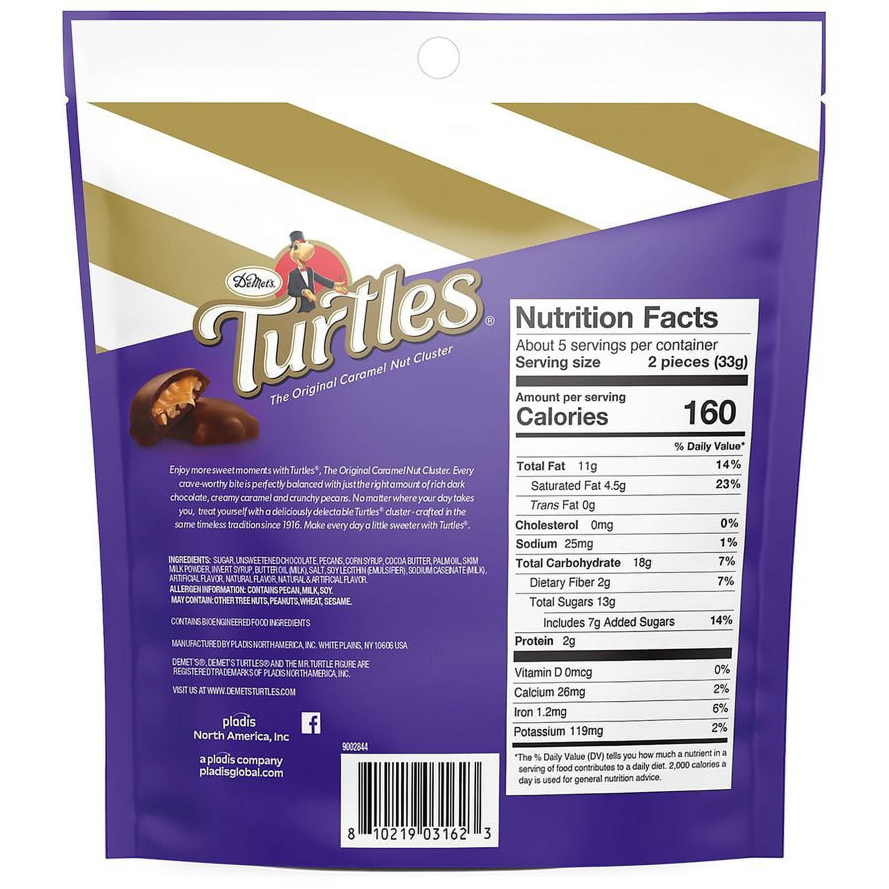 Turtles Caramel Nut Cluster Bites Dark Chocolate, 5.9 oz Pack of 2
