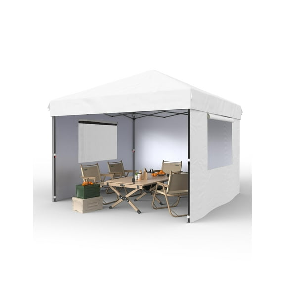 2024 Summer New 10' x 10' Pop up Canopy Tent, Outdoor Pop up Commercial Canopy with 3 Removable Sidewalls, Heavy Duty Commercial Instant Tent for Farmer Market, Craft Fair, Event, Vendor