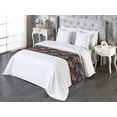 thumbnail image 3 of Floral Bed Runner, Jungle Inspired Exotic Leaf Drawings on Leopard Skin Like Backdrop, Decorative Accent Bedding Scarf for Hotels Homes & Guest Rooms, Queen, Forest Green and Apricot, by Ambesonne, 3 of 3