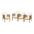 thumbnail image 3 of Frederic Outdoor Acacia Wood Club Chairs With Cushions, Set of 4, Brown Patina, Cream, 3 of 11